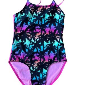 Art Class Multicolor Palm‎ Kids Swim One Piece